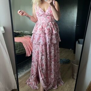 Floral Pink Sleeveless Maxi Dress